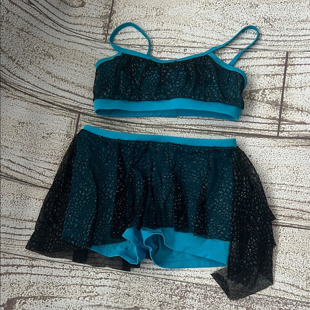 Body Wrappers Teal and Black Ensemble